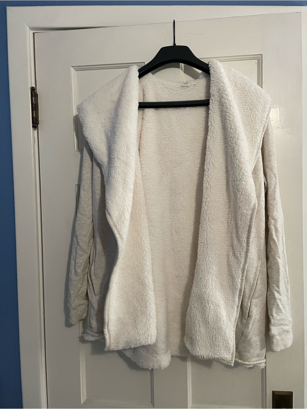GAP Heather Wheat Sherpa-Lined Open Front Cardigan - Picture 4 of 5